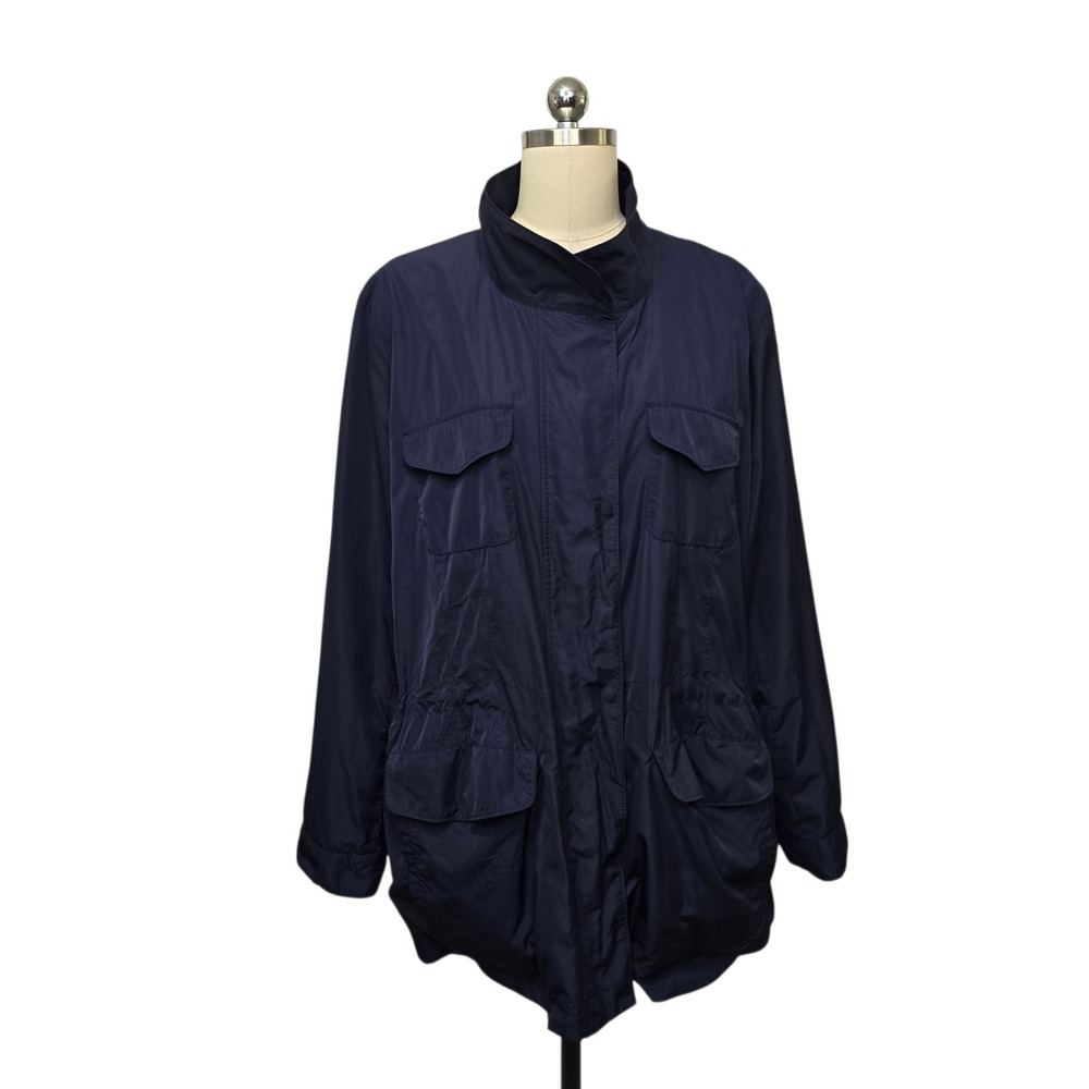 J. Jill Navy Blue Utility Field Jacket Womens 2X Adjustable Waist Cotton Lined